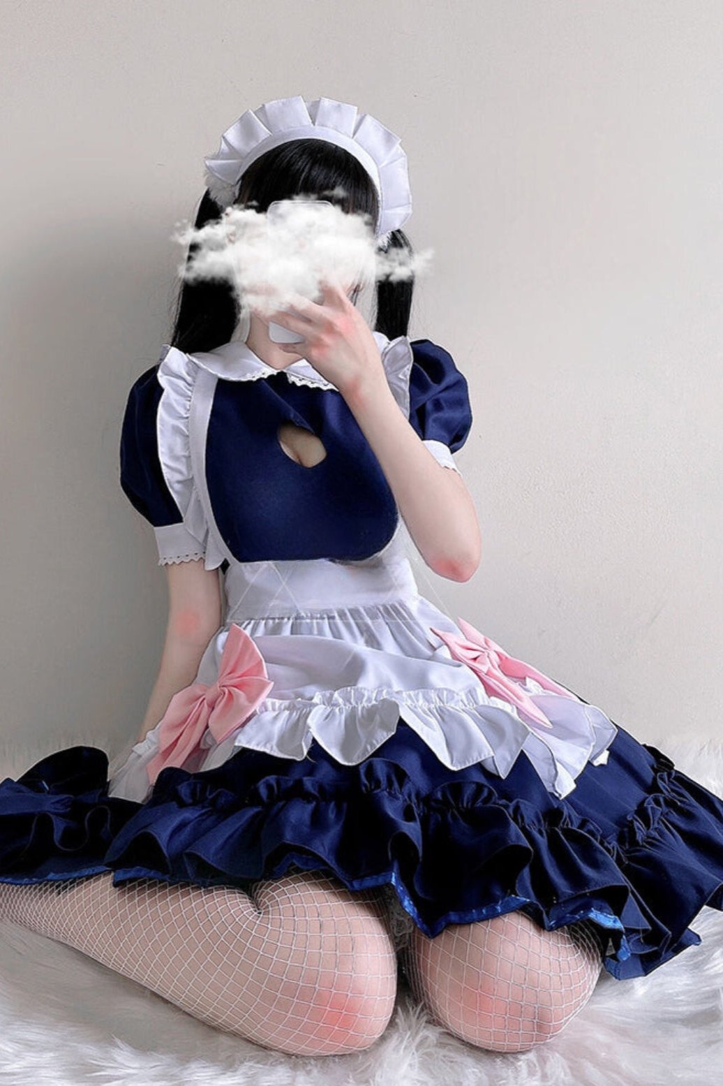 Pink Blue Loli Maid Cosplay Dress Set