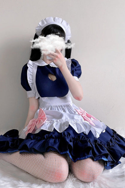 Pink Blue Loli Maid Cosplay Dress Set