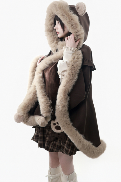 Velvet Bear Hooded Cape + Top + Suspender Skirt + Leg Covers