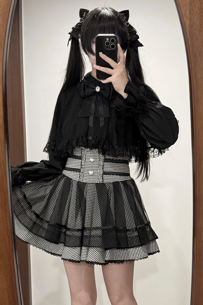 Lace Cape Two Piece Skirt + Lace Shirt