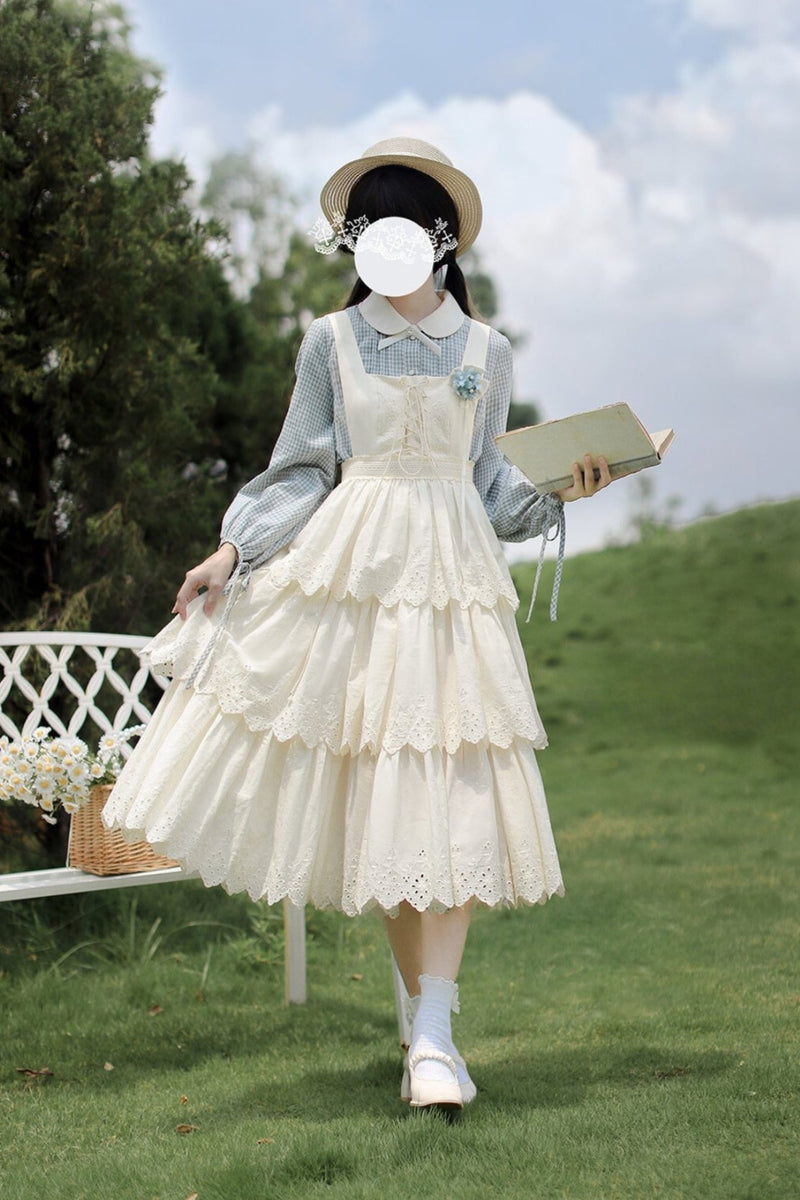 French Retro Plaid Vest Skirt Set