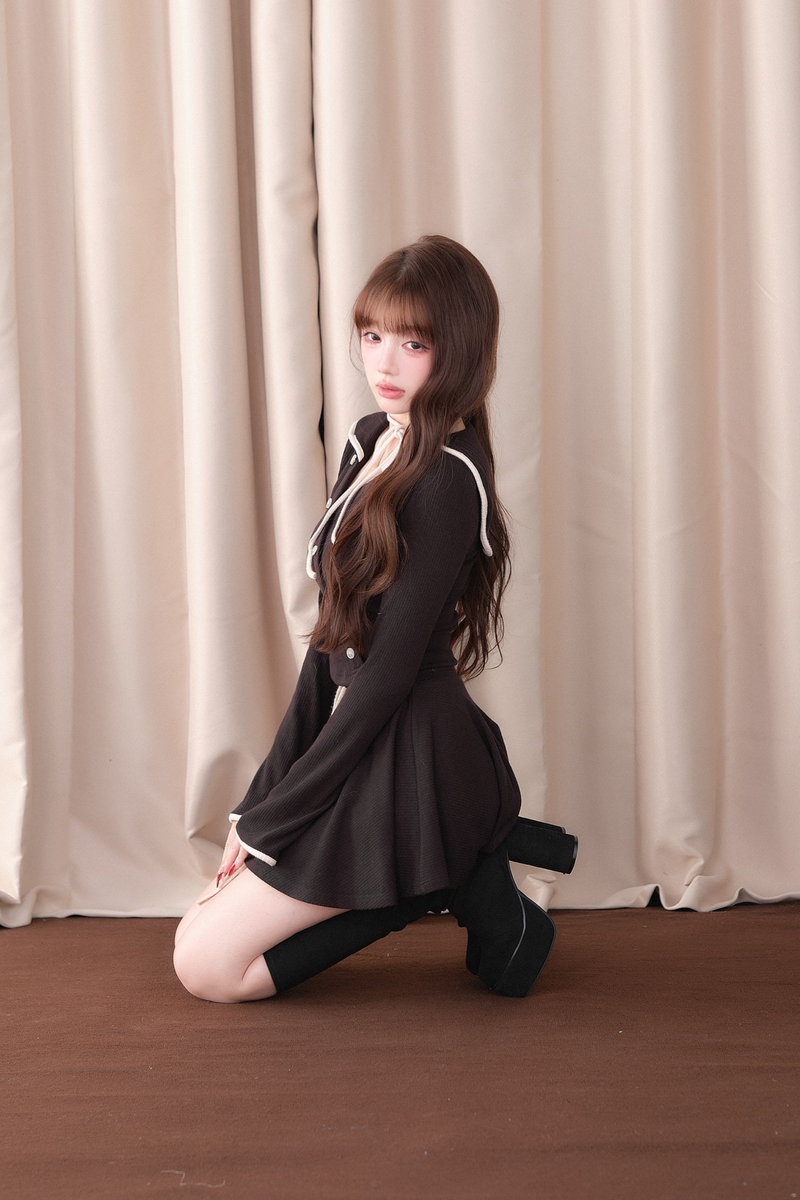 Sailor Collar Top + Flare Skirt