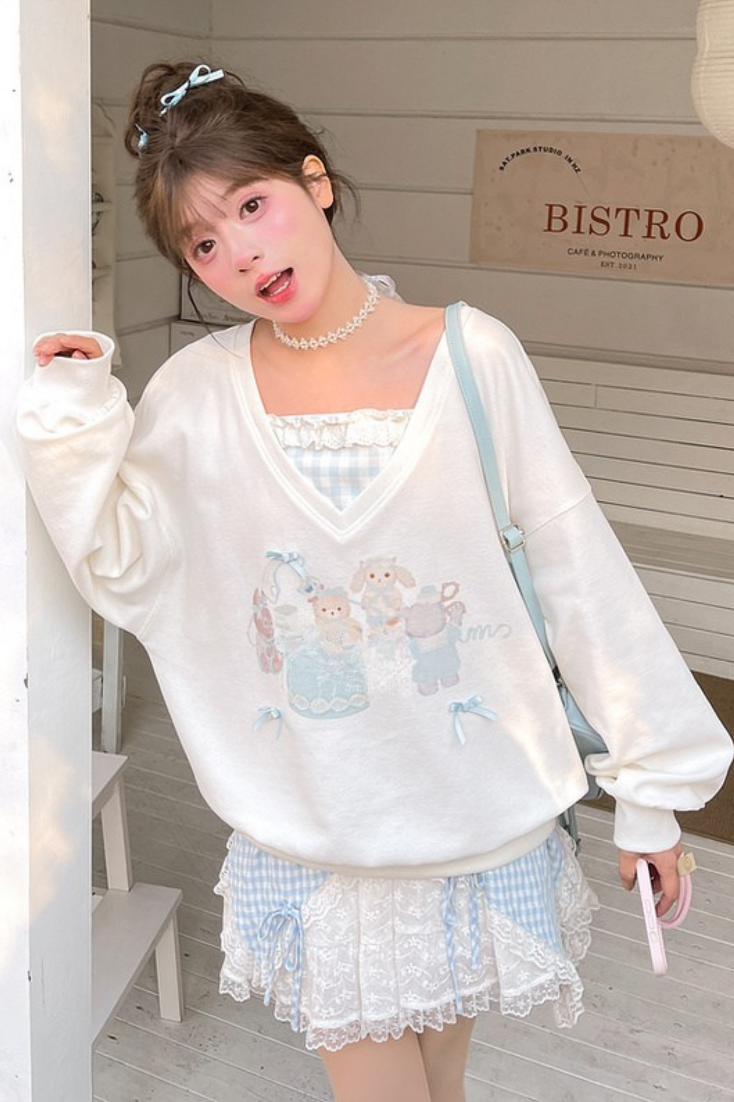 Girlfriend Sweet Top + Gingham Plaid Pants