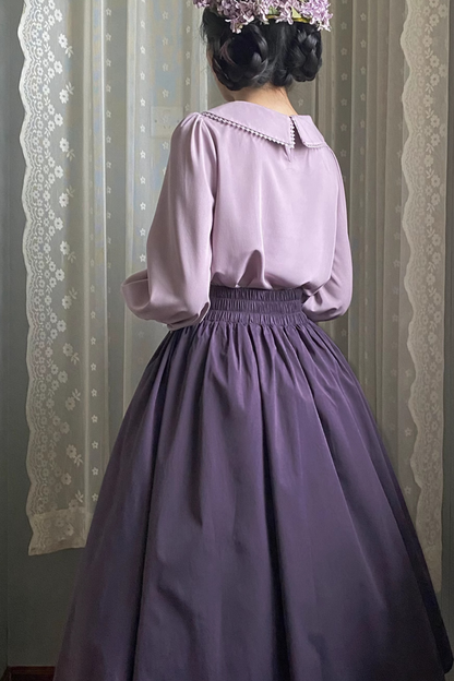 [pre-order] Retro Sweet College Shirt + High Waist Flare Skirt