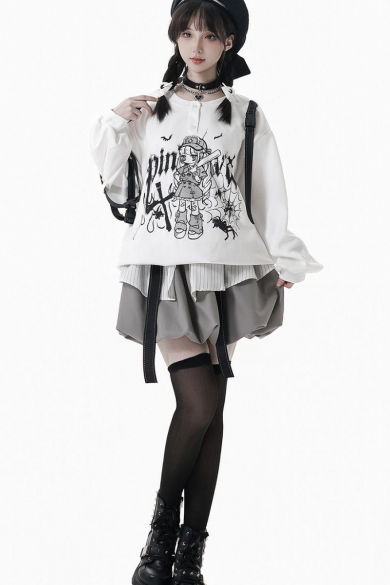 Dark Graffiti Sweatshirt + Skirt