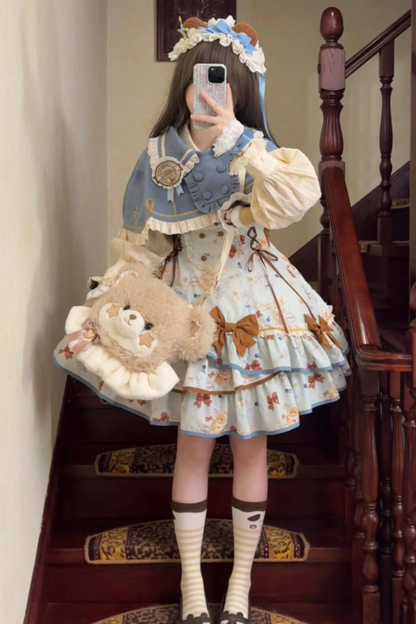 Seaside Bear Tea Party Lolita Dress + Cape