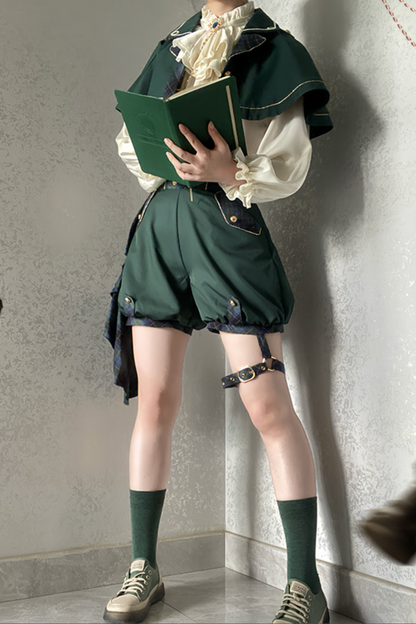 Lolita Prince Blouse + Shorts + Checkered Casquette