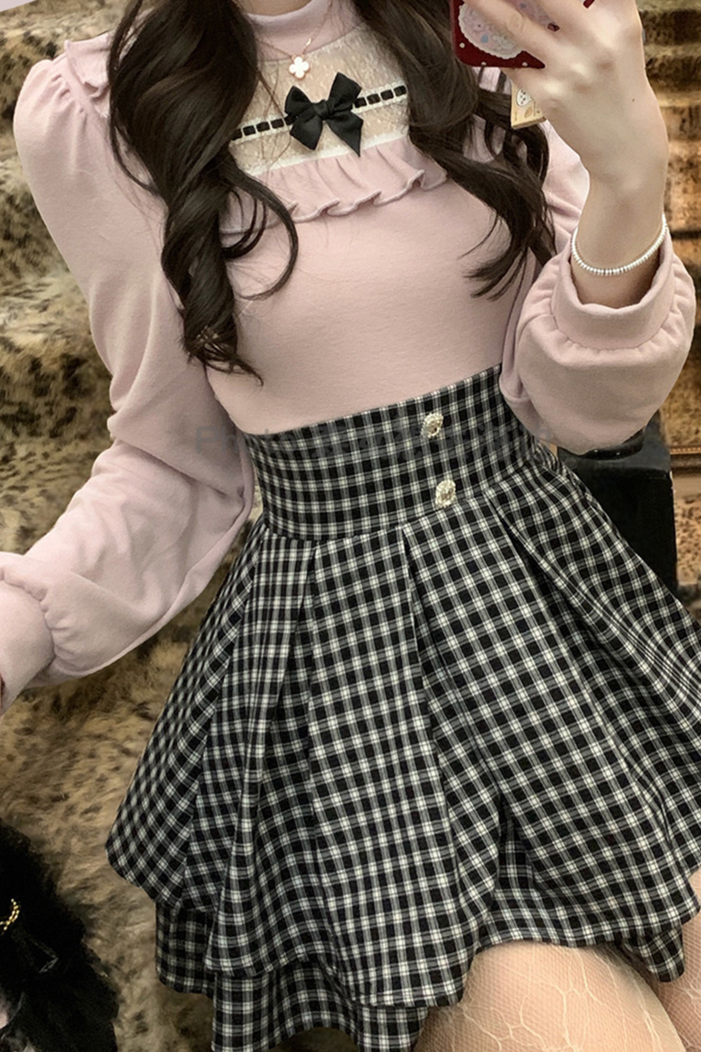 Sweet Graphic Plaid Dress