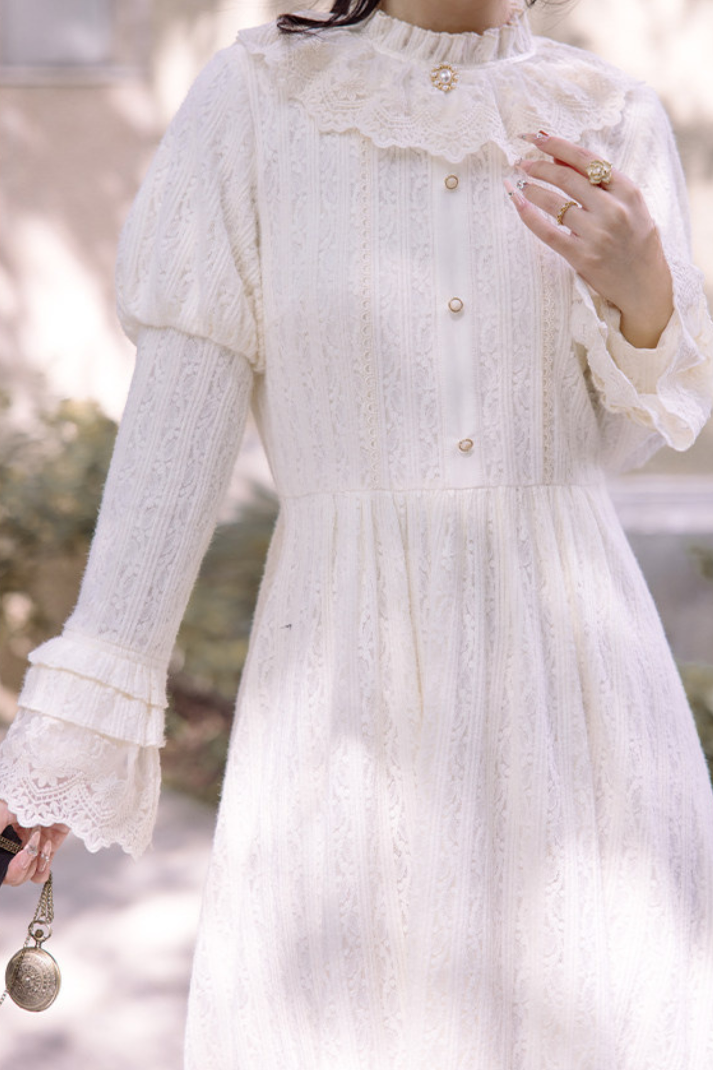 Candlelight Antique Lace Dress + Vest Dress + Bag + Brooch