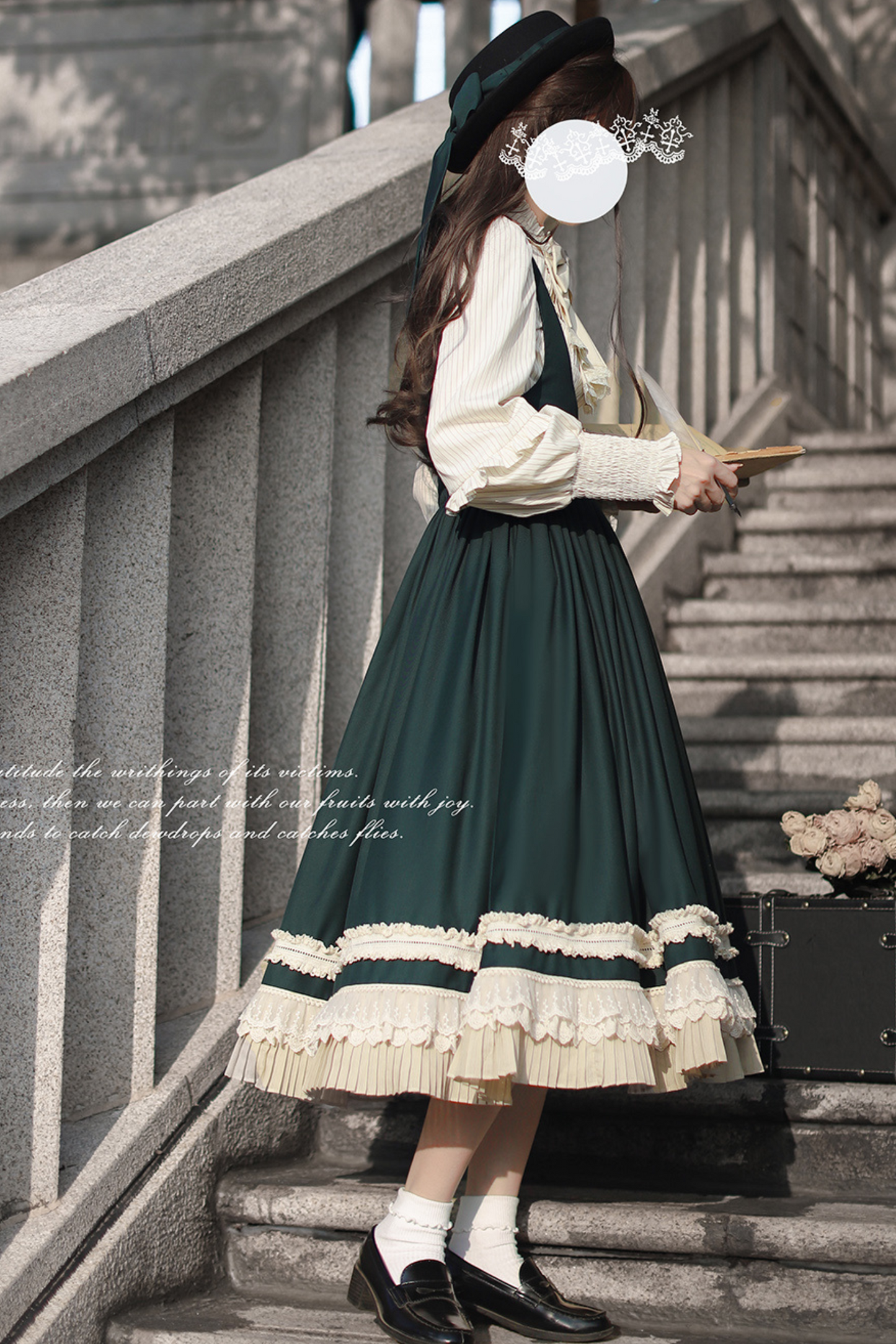 [pre-order] Retro Academia Jumper Skirt + Striped Shirt + Hooded Cape + Short Jacket + Collar + Brooch