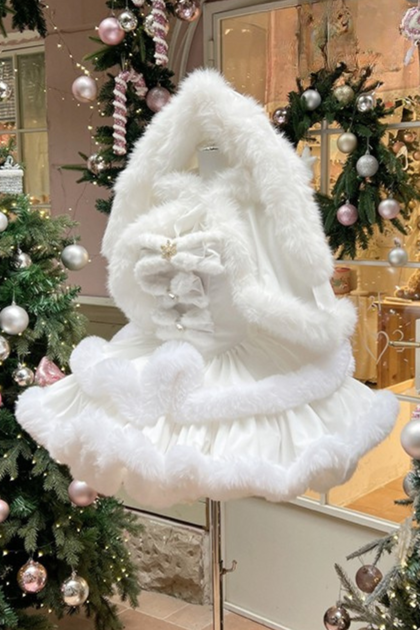Angora Fur Princess Dress + Rabbit Cape + Sheer Tail