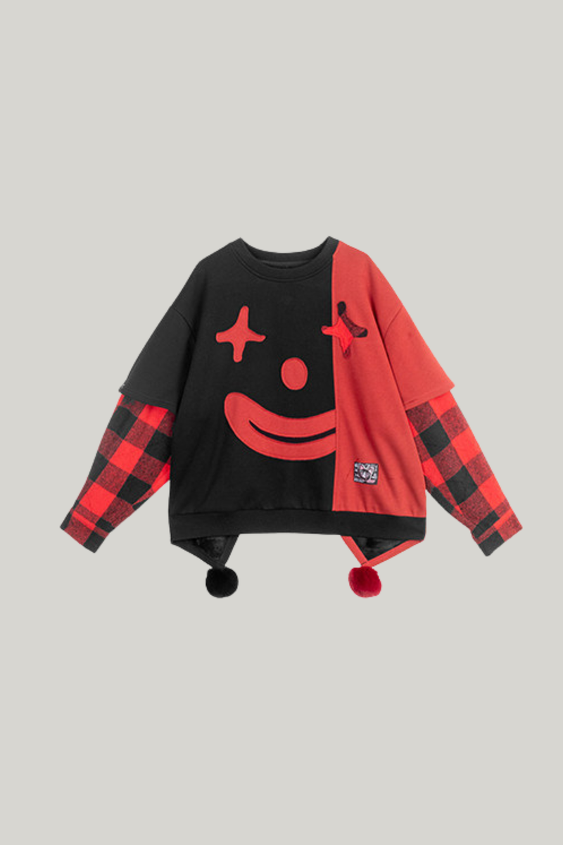 Playful Color Devil Loose Block Top + Checkered Skirt