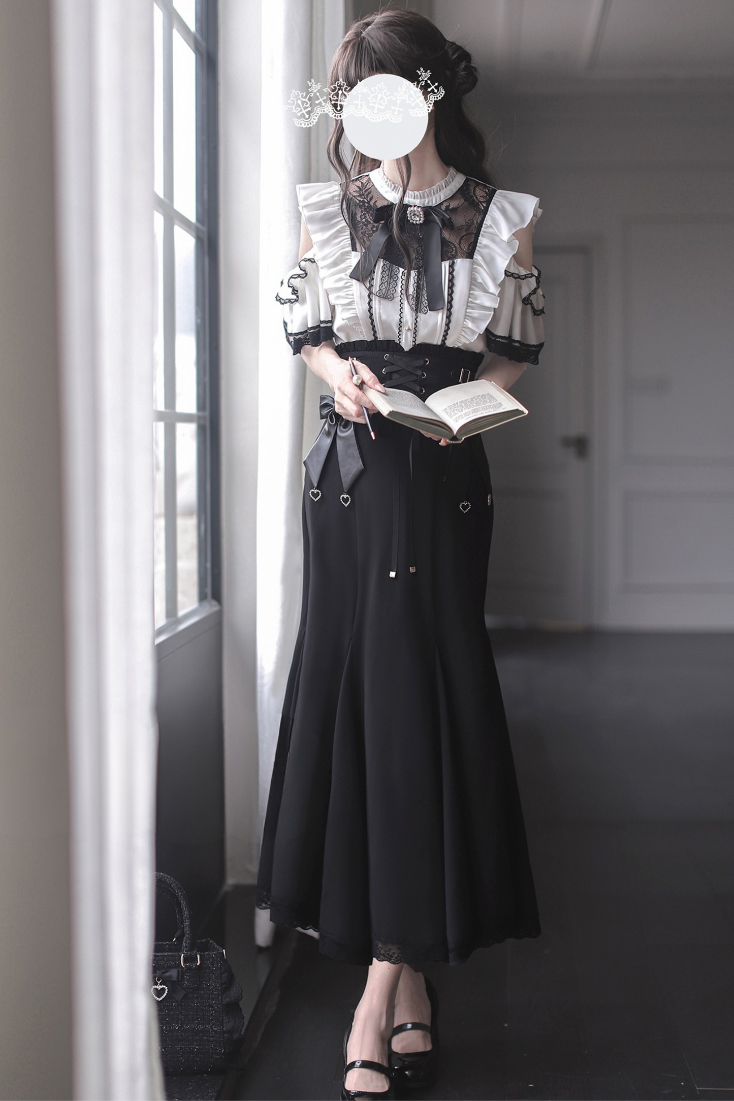 [pre-order] Off-shoulder Ruffle Tops + Mermaid Skirt + Ribbon