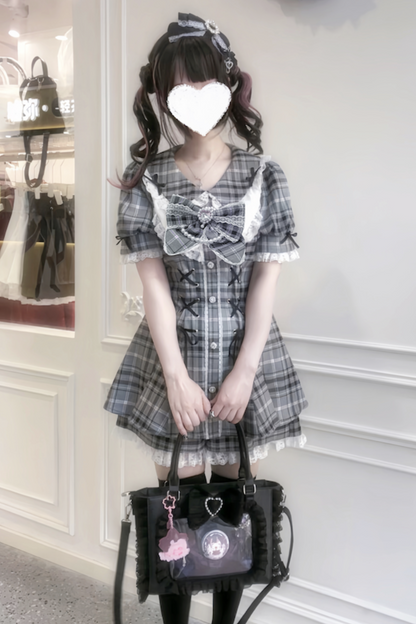 Ribbon Puff Sleeve Top + Inner Pants
