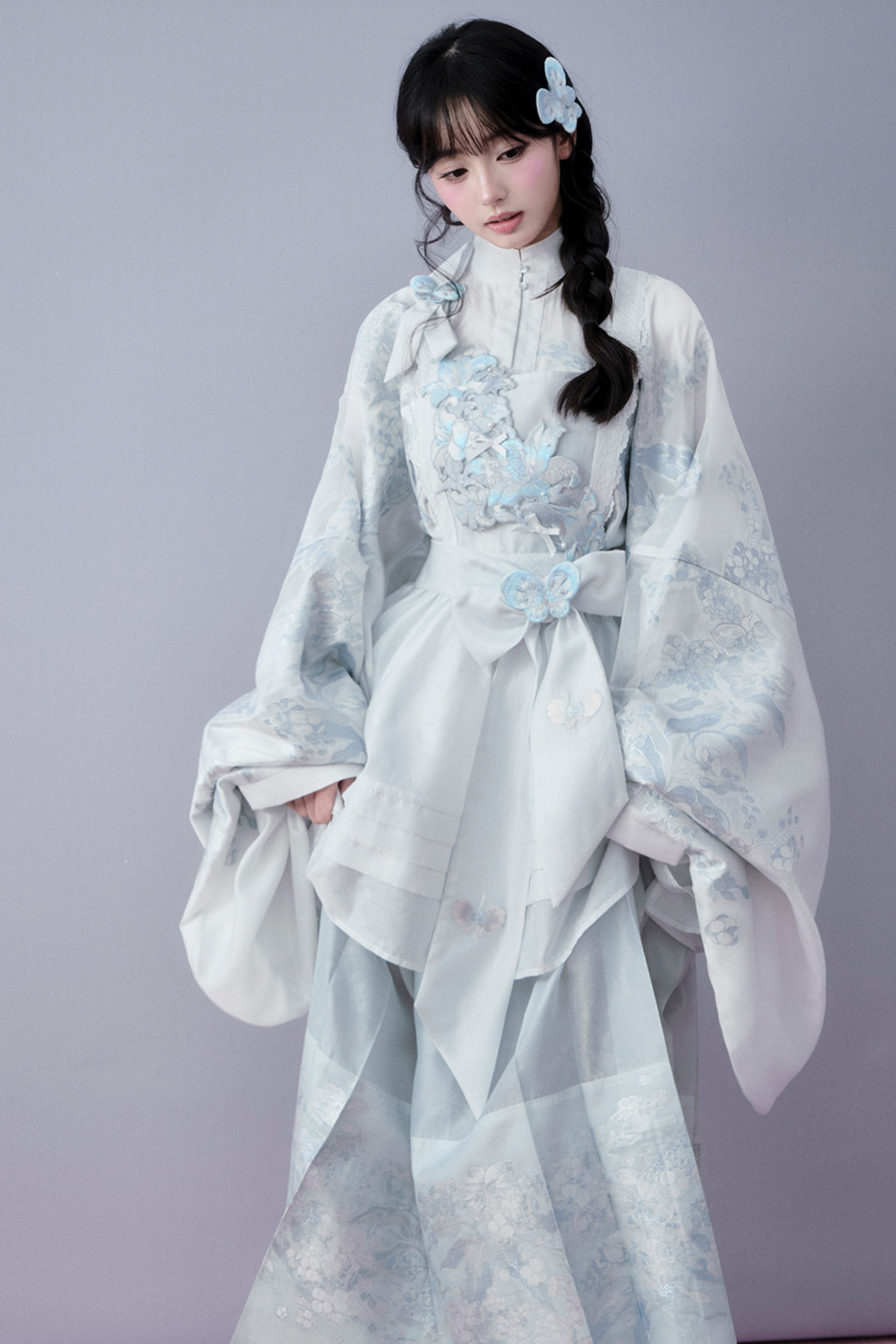 Water Mist Pure Chinese-style Jacket + Skirt + Overskirt