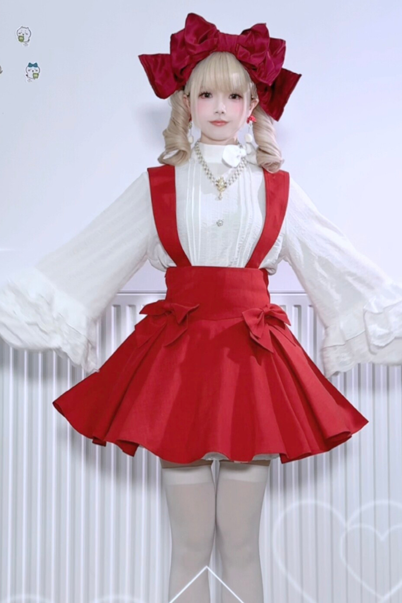 Retro Lace Shirt + Suspender Skirt