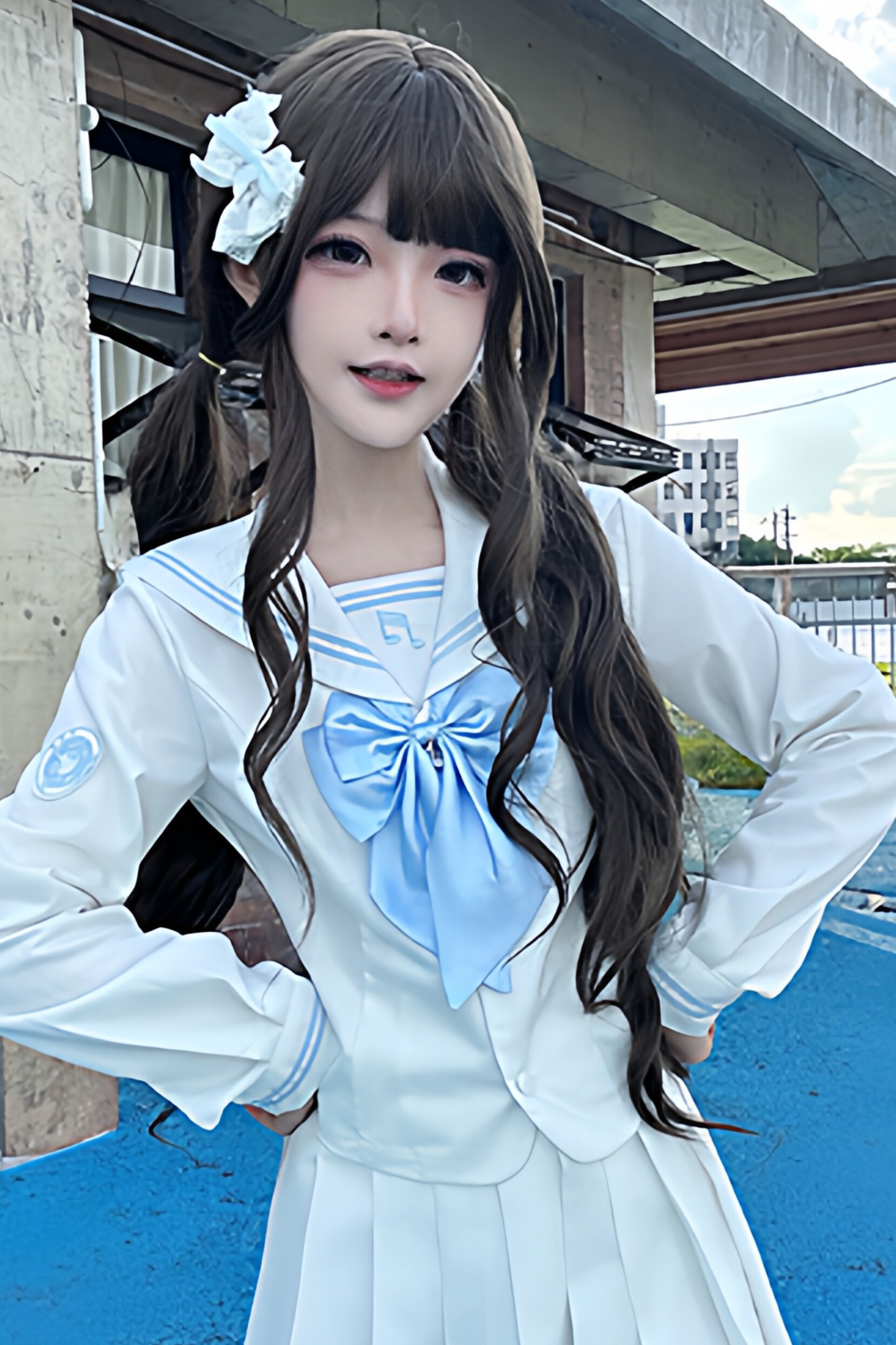 Long Sleeve Sailor Top + Skirt + Ribbon