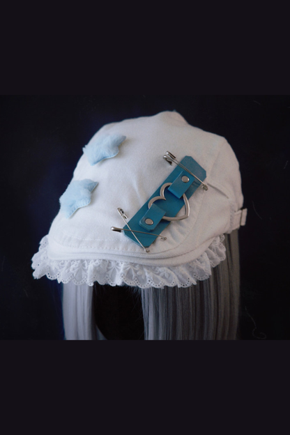 Denim Love Leather Buckle Cloud Hat Beret