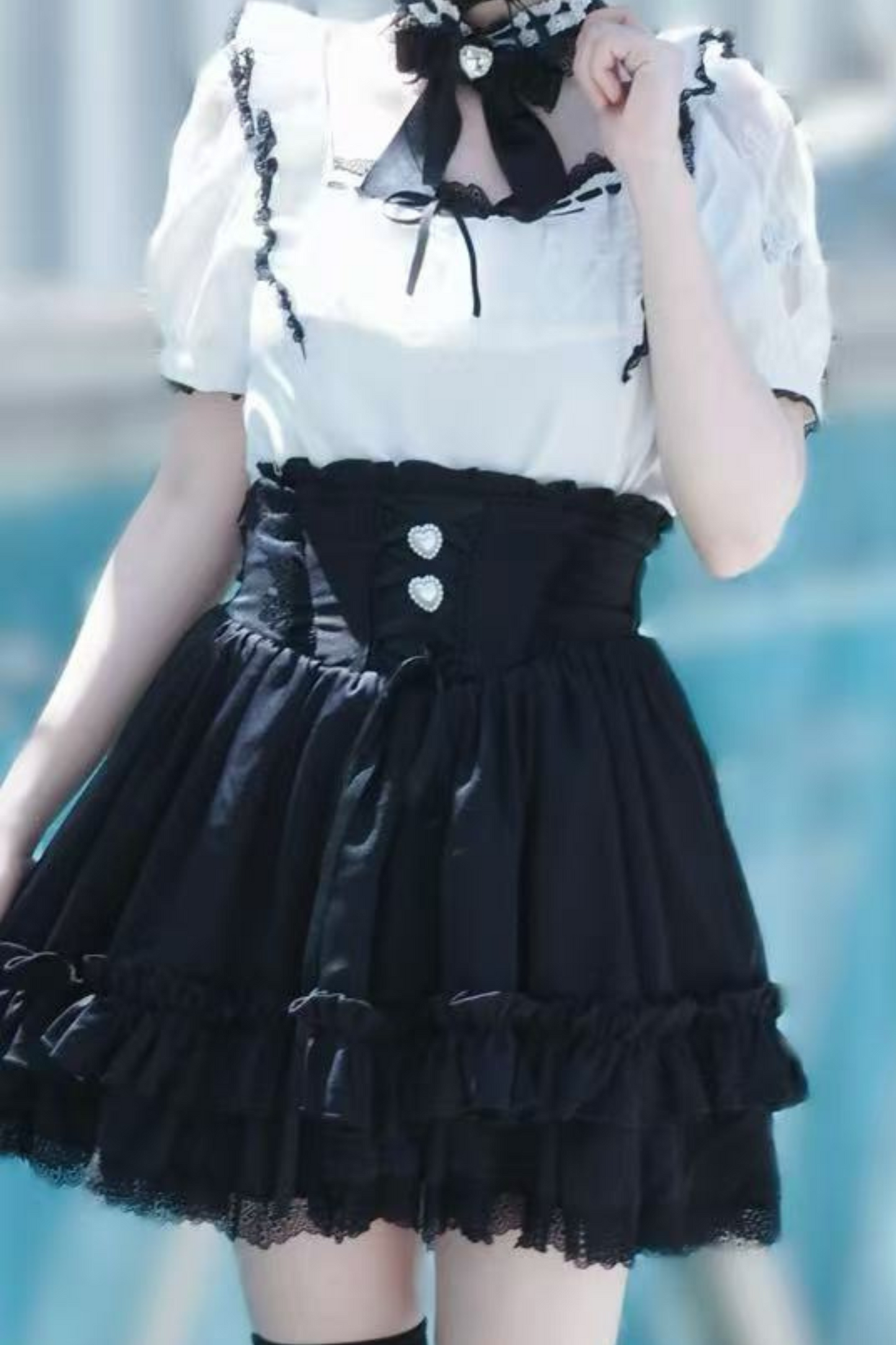[pre-order] Lace Ribbon Shirt + Skirt