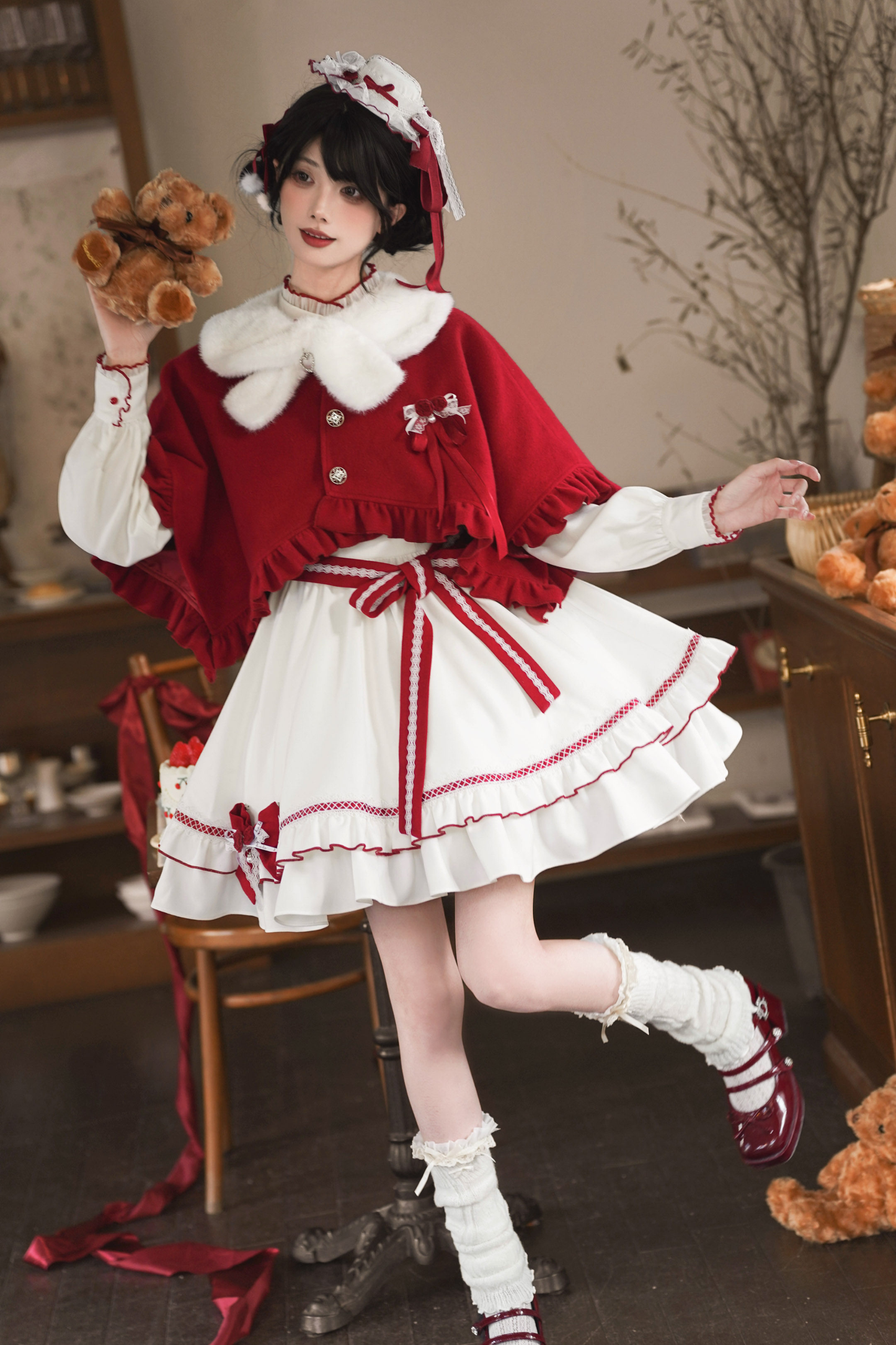 Red Wish Cape + Dress + Belt