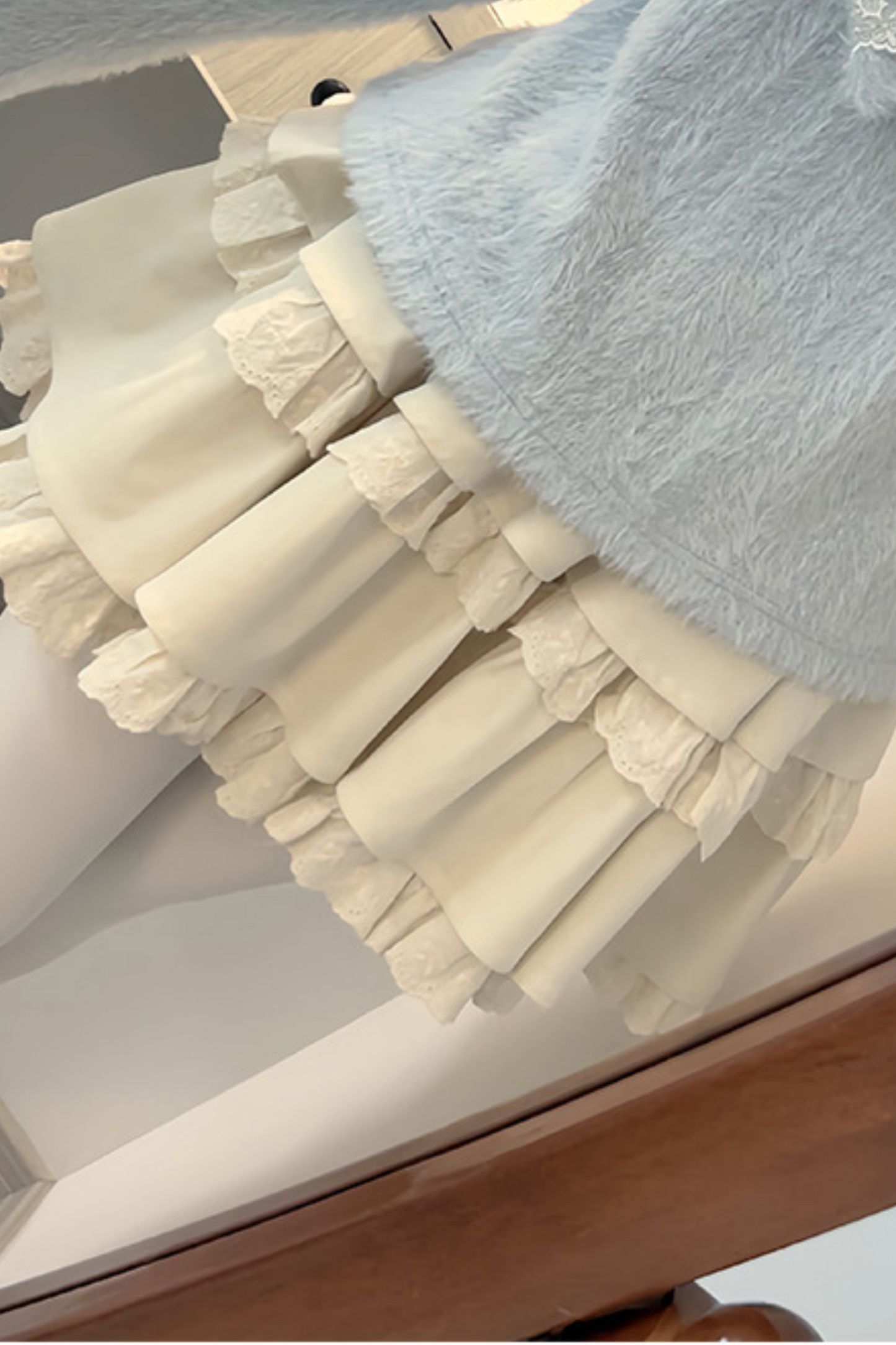 Ice Blue Ruffle Top + Ruffle Skirt