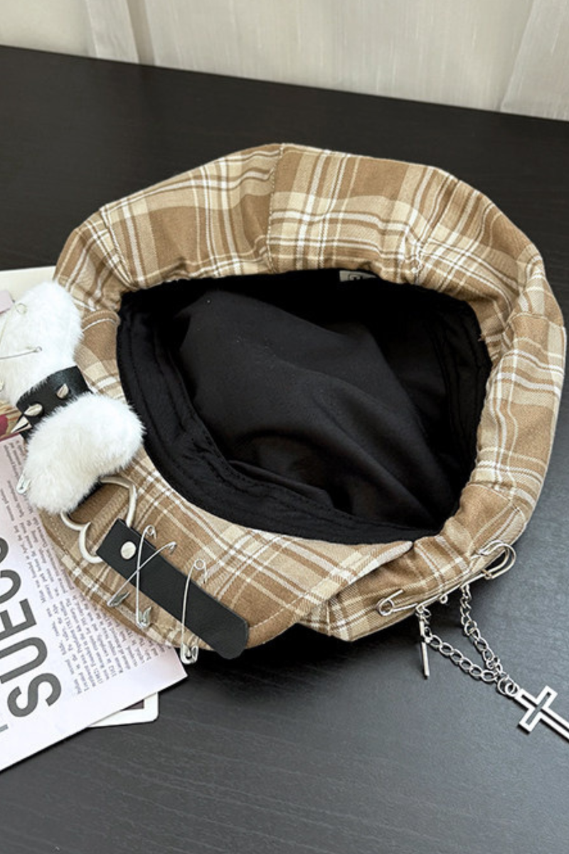 Studded Plaid Subculture Hat