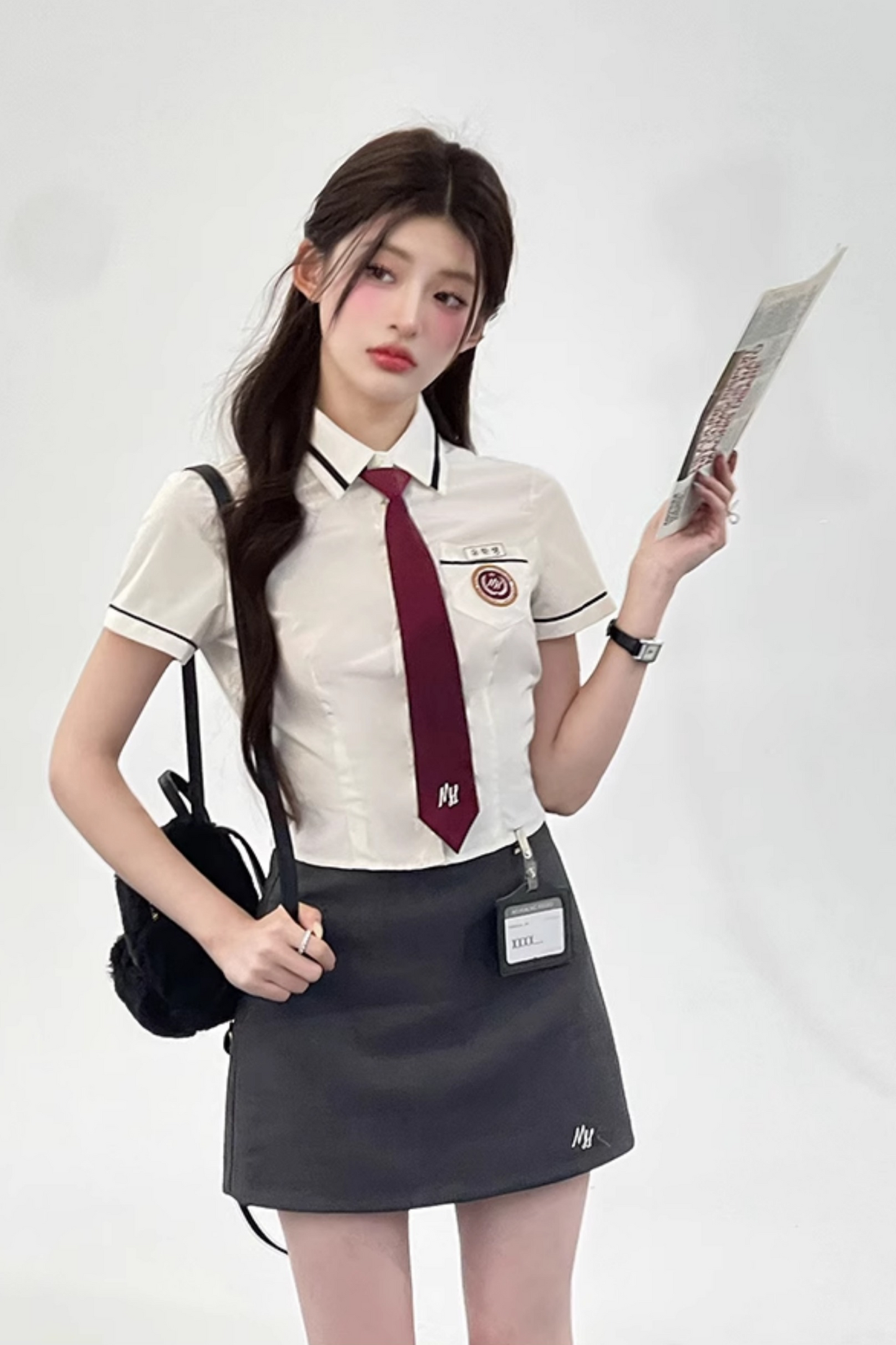 Jk College Shirt + Pencil Skirt + Tie