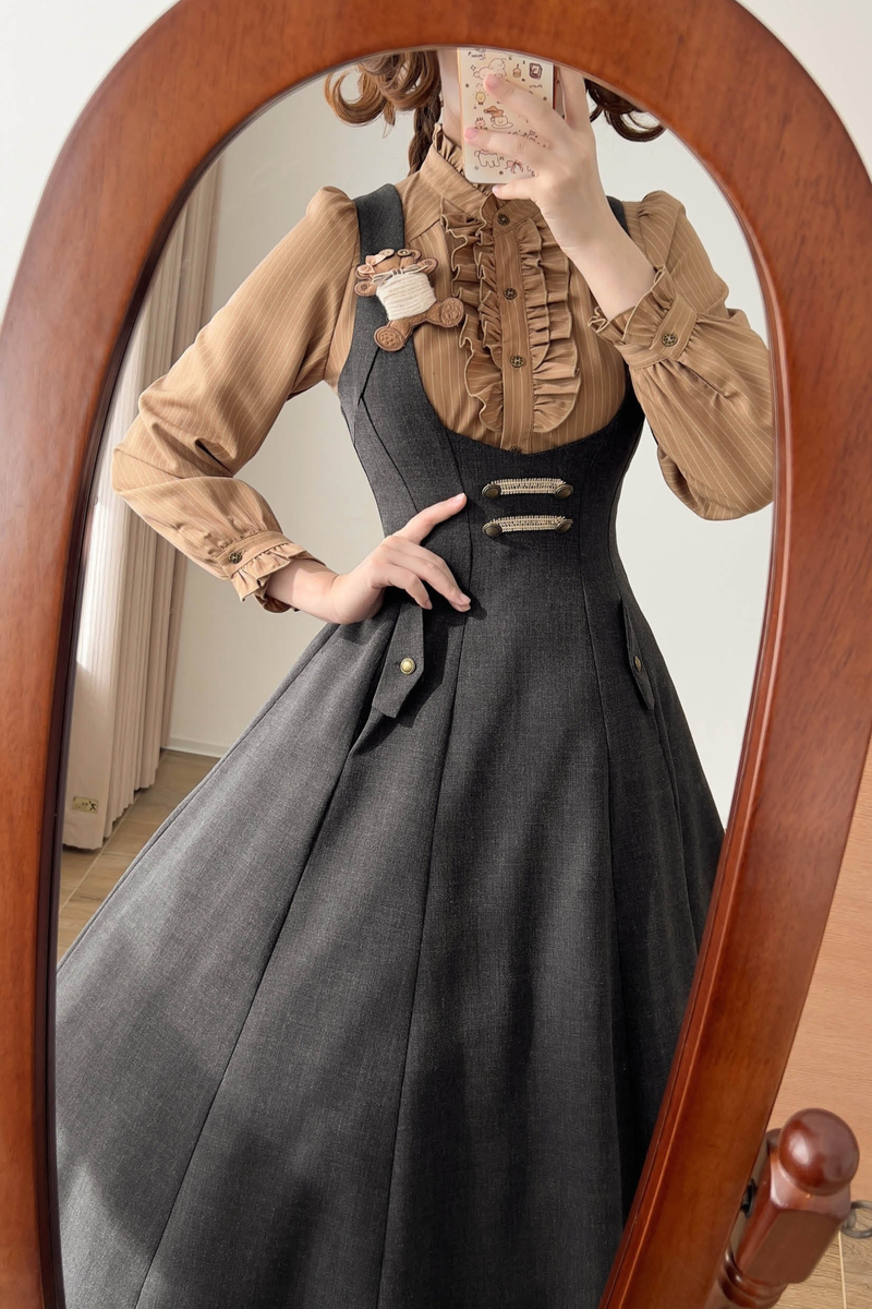 Striped Waist Tightening Blouse