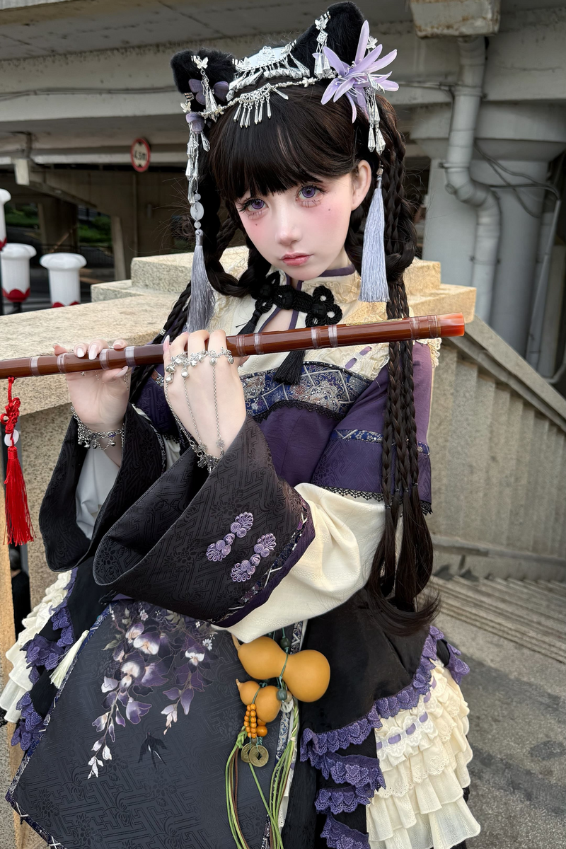 Chinese-style Girl Lolita Tops+skirt+headband+clip