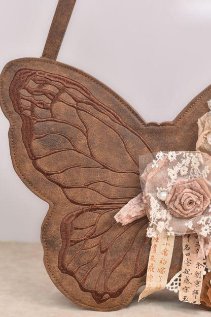 Retro Brown Butterfly One Shoulder Bag
