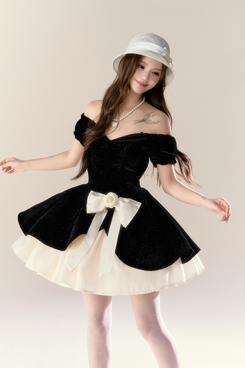 Velvet Girly French Banquet Dress