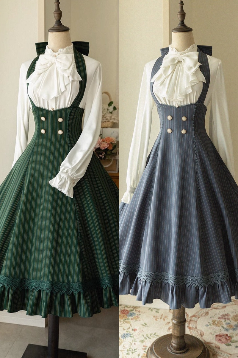 Big Bow Blouse + Retro Suspender Skirt