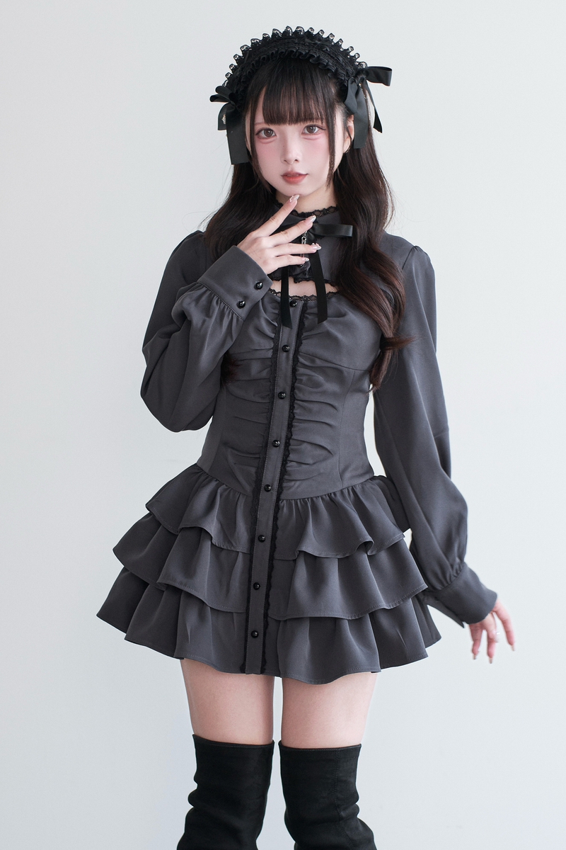 Little Goth Lace Ribbon Dress + Shorts