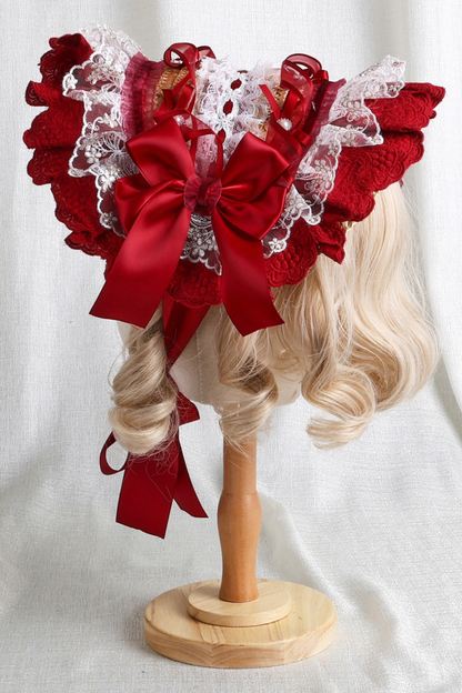 Rose Lace Lolita Bonnet + Hat + Hairband + Clip Hat + Crown