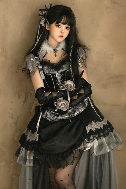 Dark Knight Rose Gothic Dark Cross Crachely Love Lolita Dress