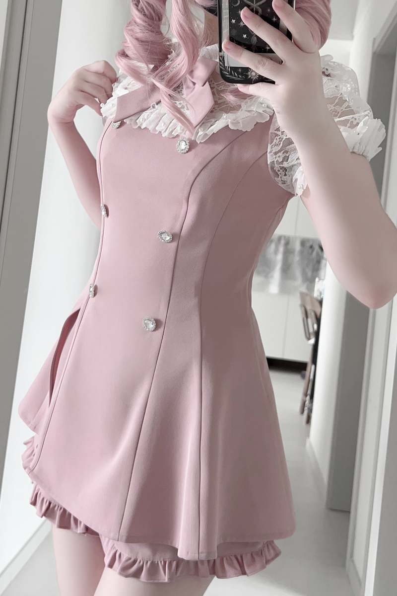 Lace Ribbon Top + Skirt