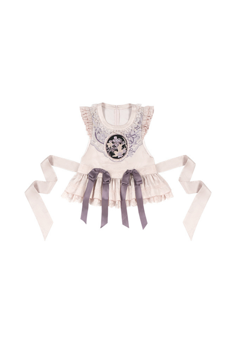 Chinese-style Ruffle Dress + Vest + Headband