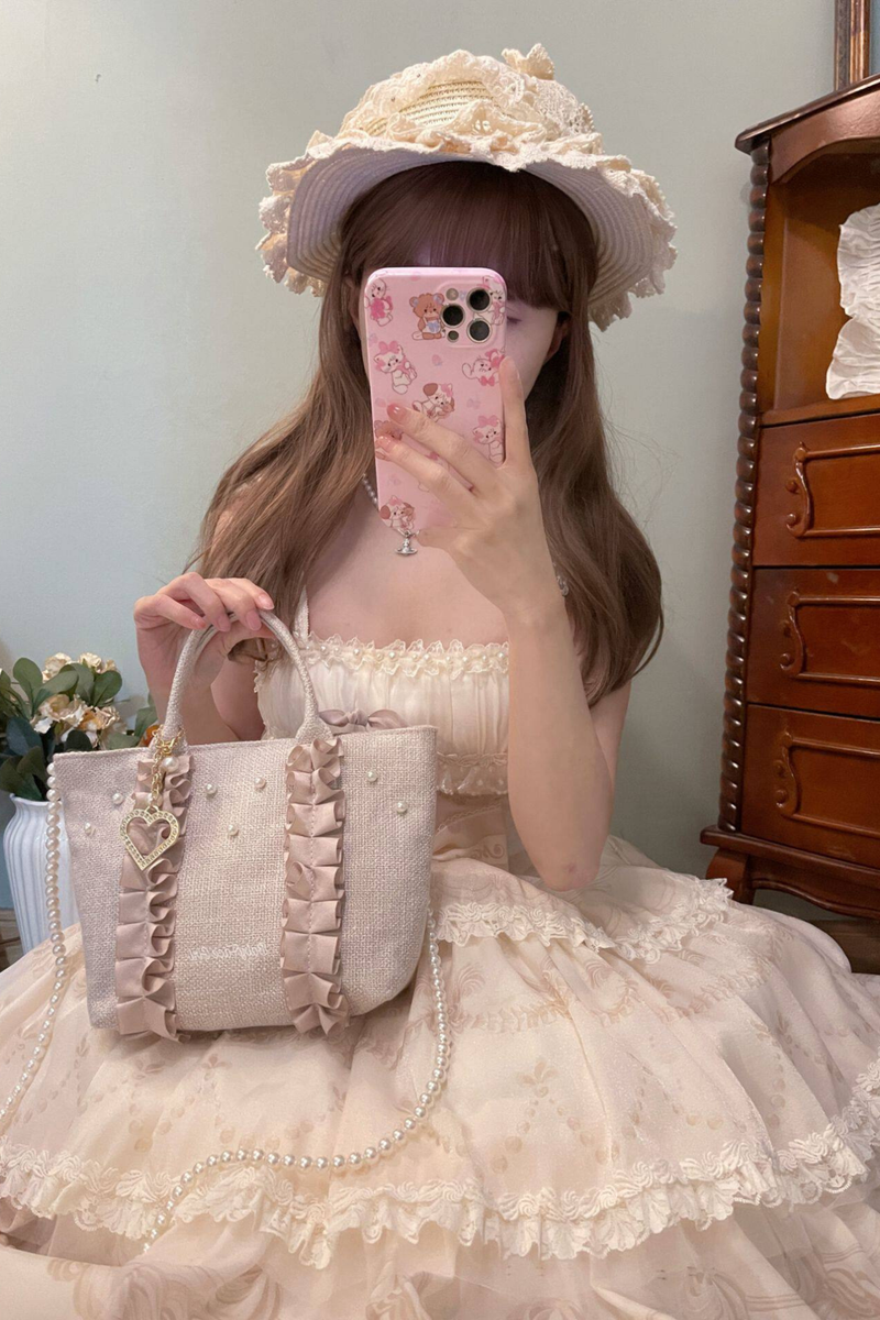Sweetheart Pearl Ruffle Bag