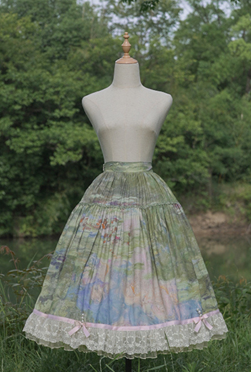 [pre-order Deadline: July 4] Monet Garden Oil Handle Classical Bustier Top + Skirt + Tulle Veil + Ribbon