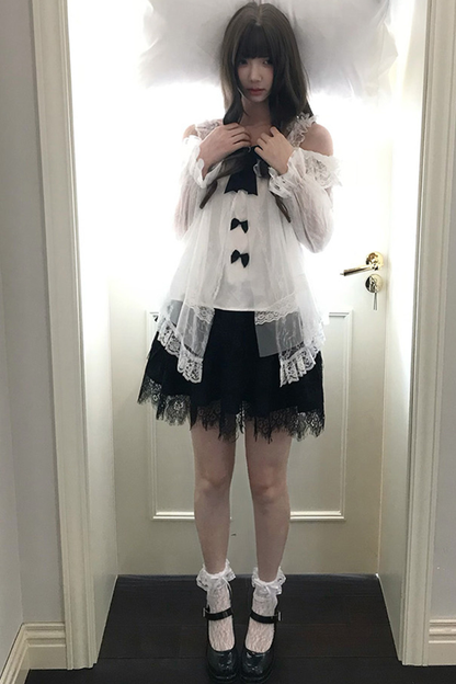 Ribbon Chiffon Top + Skirt