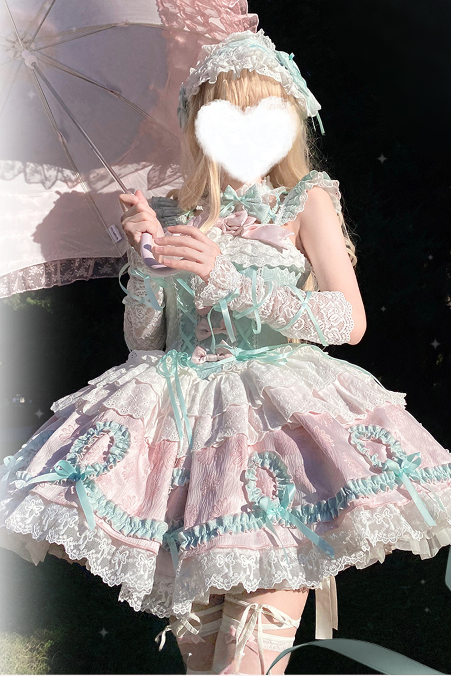 Butterfly Princess Lolita Dress + Petticoat + Clip + Ruffle Sleeve Shirt