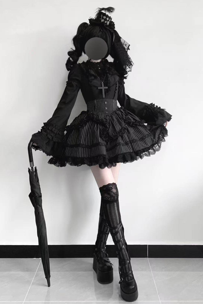 Frilled Gothic Lolita Blouse + Flower Collar