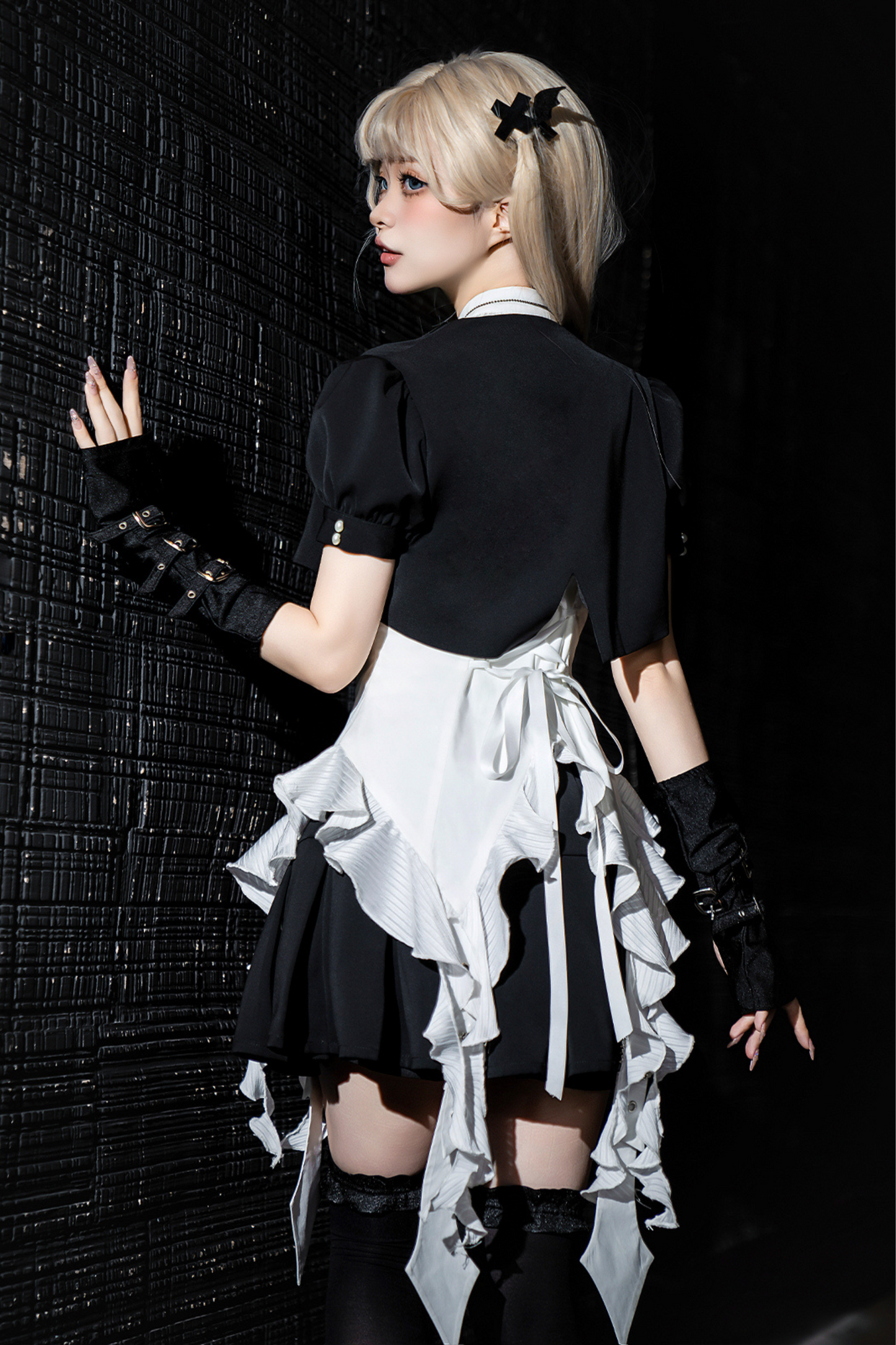Puff Sleeve Short Jacket + Asymmetrical Shirt + Shorts