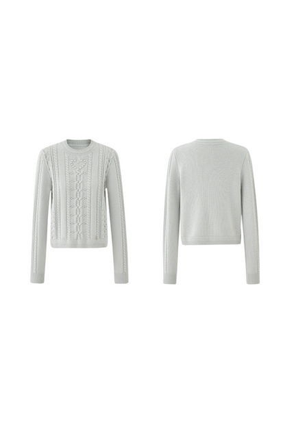 Wool Twist Knit + Knit Flare Wide Pants + Knit Muffler