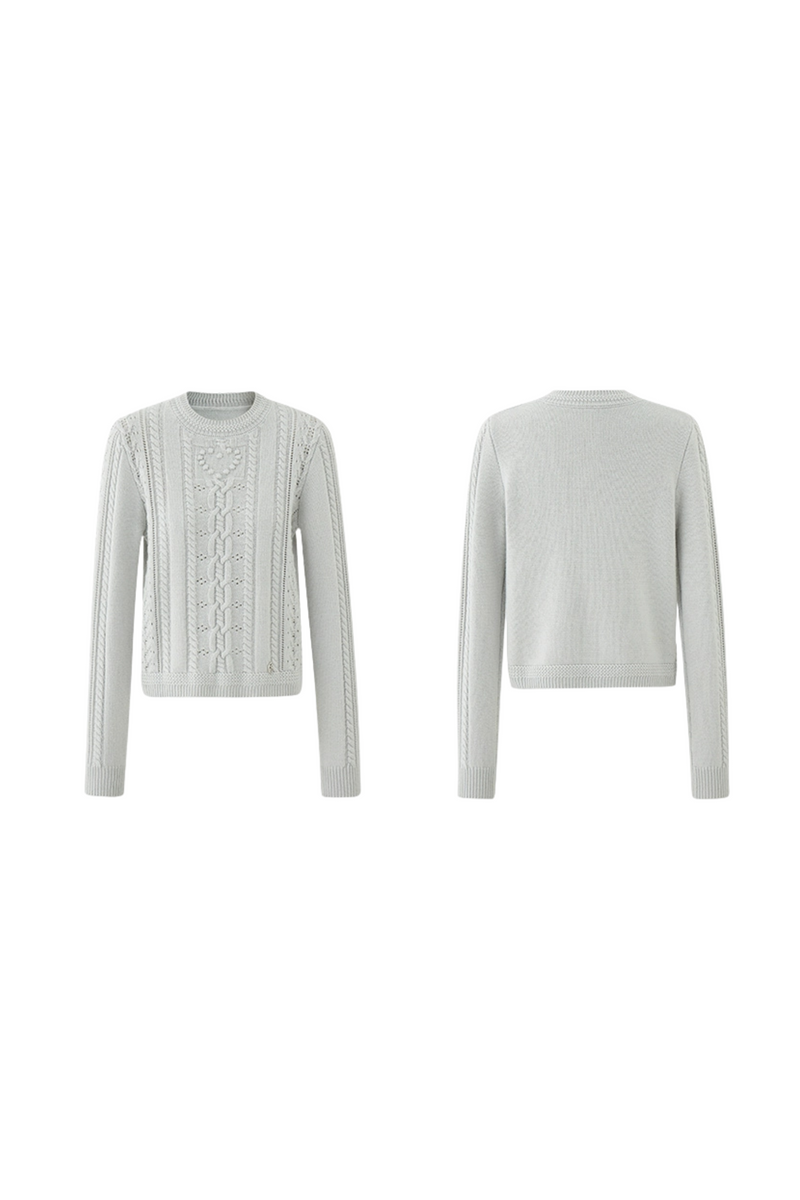 Wool Twist Knit + Knit Flare Wide Pants + Knit Muffler