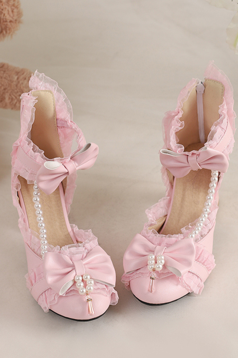 Pearl Ribbon Princess Lolita Shoes