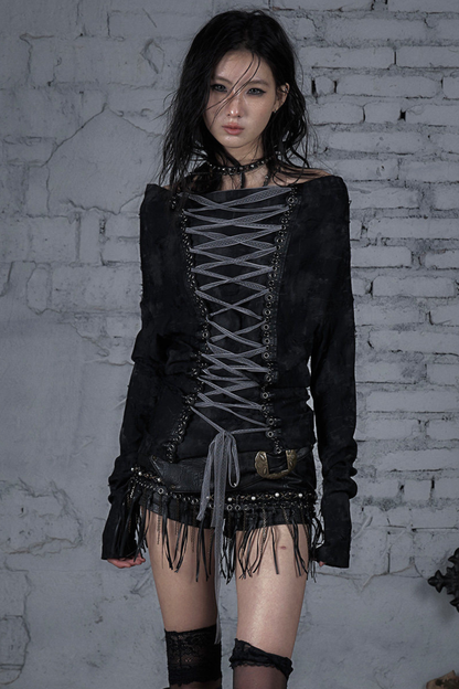 Dark Punk One Shoulder Top