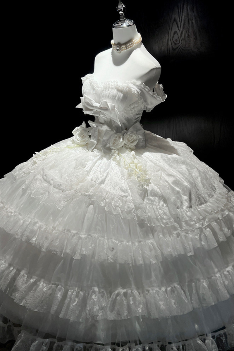 Pure Bridal Lolita Dress + Veil + Waist Belt