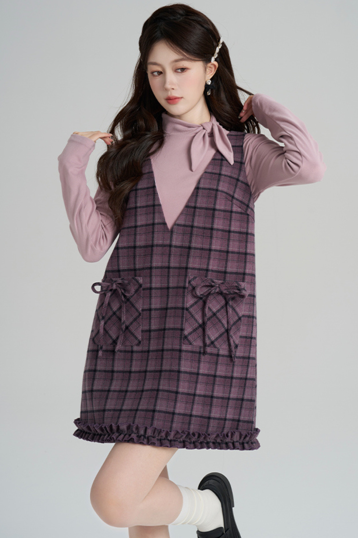 Purple Plaid Ruffle Dress + Top