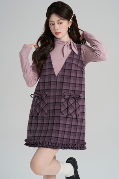 Purple Plaid Ruffle Dress + Top
